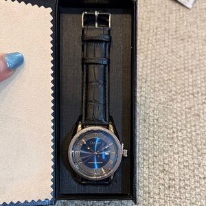 Stauer Blue/Black Leather Men's Watch